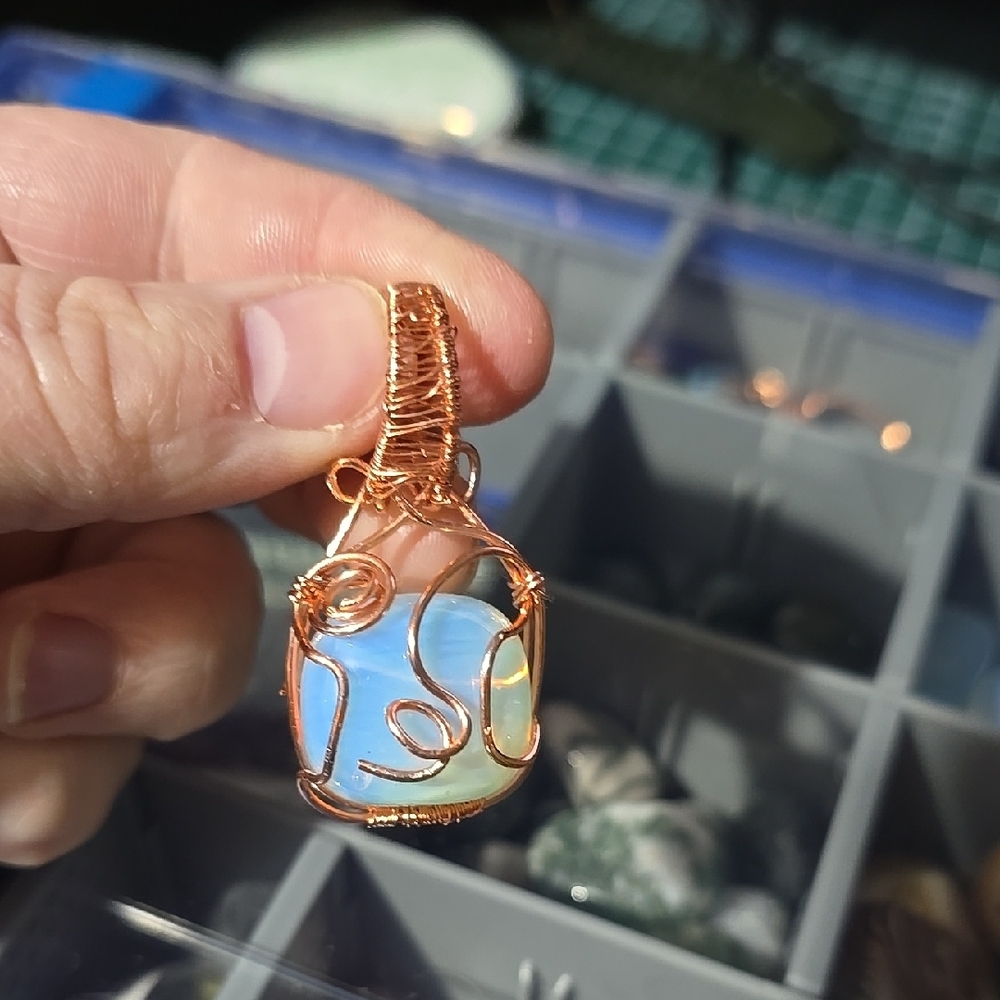Handcrafted Wire Wrapped Opal  Pendant